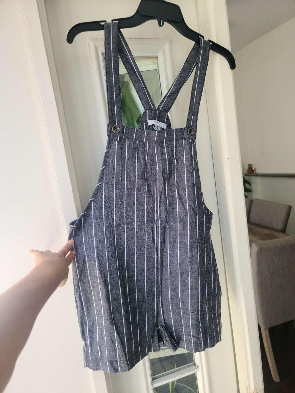 FAVLUX Navy & White Pinstripe Short Overalls